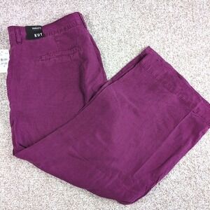 Kut from the Kloth Charlotte Mulberry Crop Wide Leg Pants Size 16 NWT